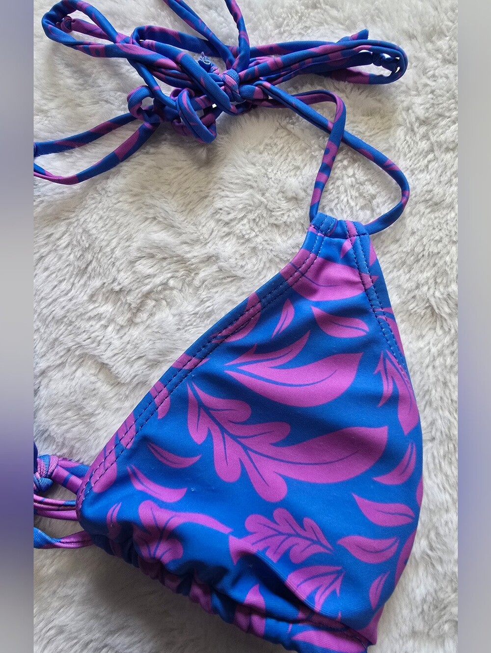 Floral 2pc Bikini Size Small S Pink Blue Swimsuit Swim Wear Tie String - Picture 4 of 5